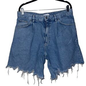 Bershka Blue Distressed Denim Jean Shorts Women’s Size 10 100% Cotton